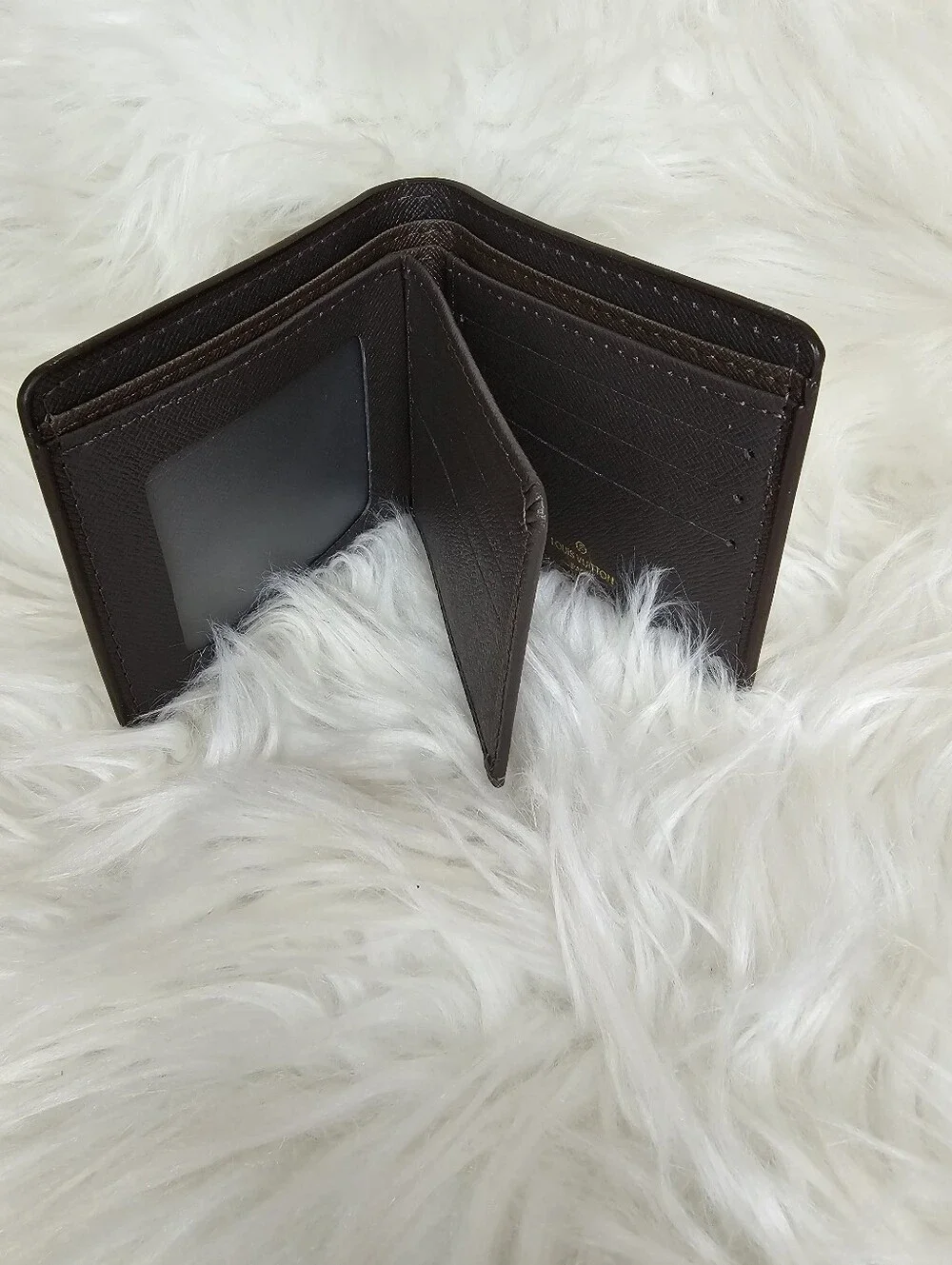 Brown and Dark Brown Check Bifold Card Holder Wallet